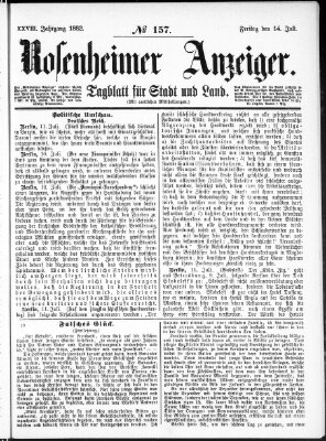 Rosenheimer Anzeiger Freitag 14. Juli 1882