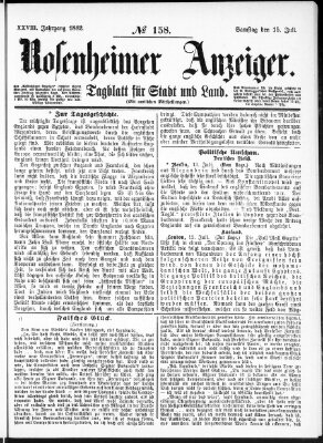 Rosenheimer Anzeiger Samstag 15. Juli 1882