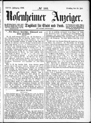 Rosenheimer Anzeiger Dienstag 25. Juli 1882