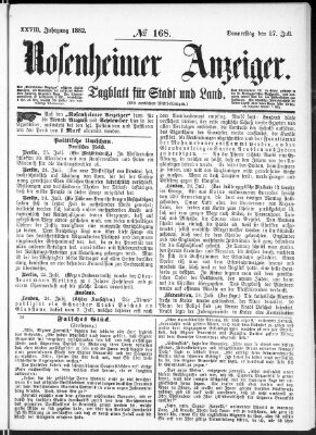 Rosenheimer Anzeiger Donnerstag 27. Juli 1882