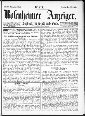 Rosenheimer Anzeiger Sonntag 30. Juli 1882