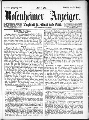 Rosenheimer Anzeiger Samstag 5. August 1882