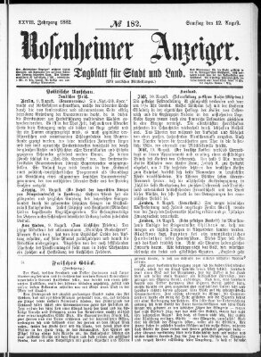 Rosenheimer Anzeiger Samstag 12. August 1882