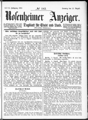 Rosenheimer Anzeiger Sonntag 13. August 1882