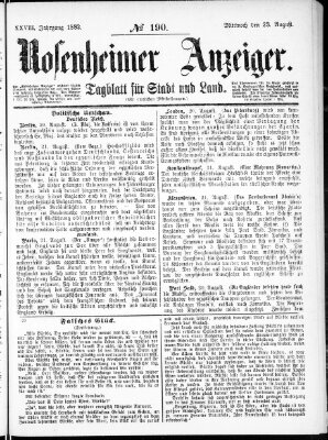 Rosenheimer Anzeiger Mittwoch 23. August 1882