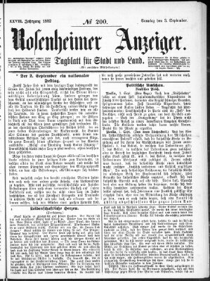 Rosenheimer Anzeiger Sonntag 3. September 1882