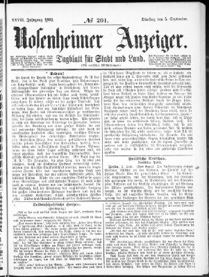 Rosenheimer Anzeiger Dienstag 5. September 1882