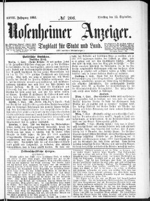 Rosenheimer Anzeiger Dienstag 12. September 1882