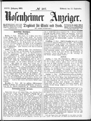 Rosenheimer Anzeiger Mittwoch 13. September 1882