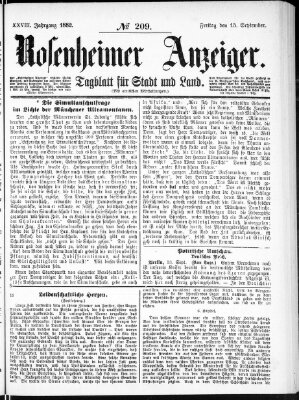 Rosenheimer Anzeiger Freitag 15. September 1882