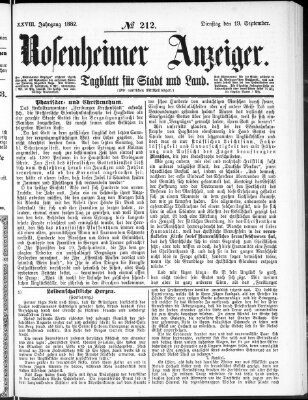 Rosenheimer Anzeiger Dienstag 19. September 1882