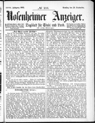 Rosenheimer Anzeiger Samstag 23. September 1882