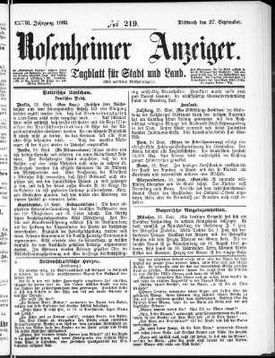 Rosenheimer Anzeiger Mittwoch 27. September 1882