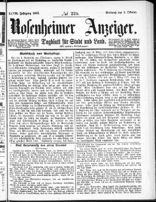 Rosenheimer Anzeiger Mittwoch 4. Oktober 1882