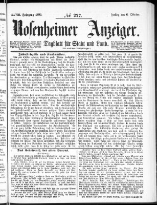 Rosenheimer Anzeiger Freitag 6. Oktober 1882