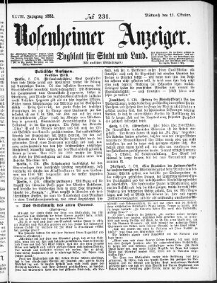 Rosenheimer Anzeiger Mittwoch 11. Oktober 1882