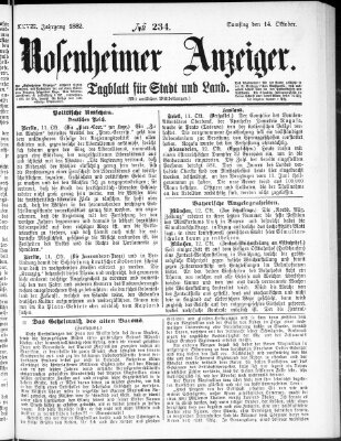 Rosenheimer Anzeiger Samstag 14. Oktober 1882