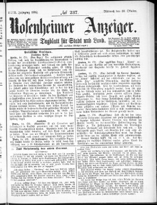 Rosenheimer Anzeiger Mittwoch 18. Oktober 1882