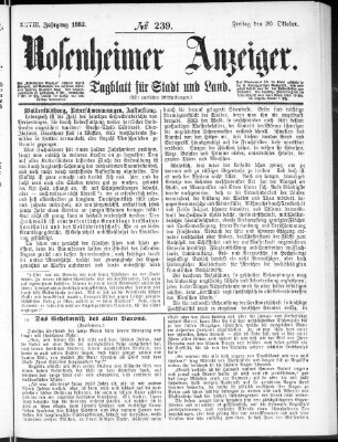 Rosenheimer Anzeiger Freitag 20. Oktober 1882