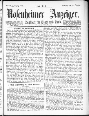 Rosenheimer Anzeiger Sonntag 22. Oktober 1882