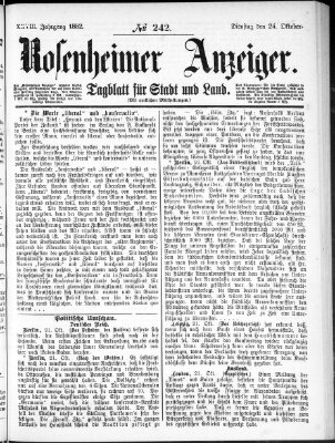 Rosenheimer Anzeiger Dienstag 24. Oktober 1882