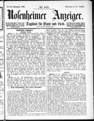 Rosenheimer Anzeiger Mittwoch 25. Oktober 1882