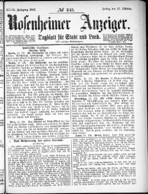 Rosenheimer Anzeiger Freitag 27. Oktober 1882