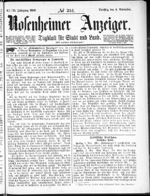 Rosenheimer Anzeiger Samstag 4. November 1882