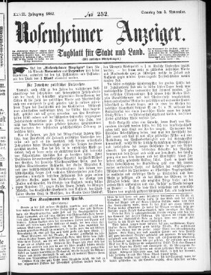 Rosenheimer Anzeiger Sonntag 5. November 1882