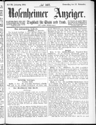 Rosenheimer Anzeiger Donnerstag 23. November 1882