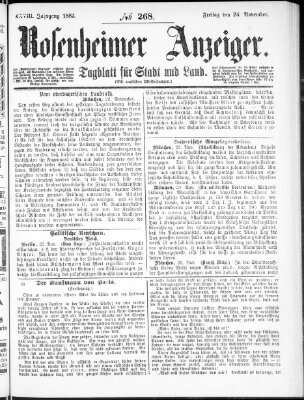 Rosenheimer Anzeiger Freitag 24. November 1882