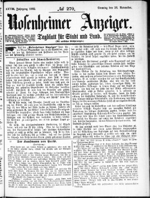 Rosenheimer Anzeiger Sonntag 26. November 1882