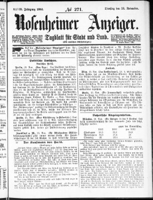 Rosenheimer Anzeiger Dienstag 28. November 1882