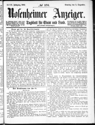 Rosenheimer Anzeiger Sonntag 3. Dezember 1882