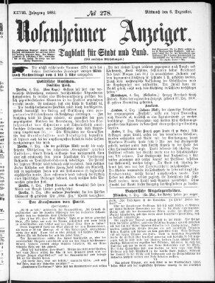 Rosenheimer Anzeiger Mittwoch 6. Dezember 1882