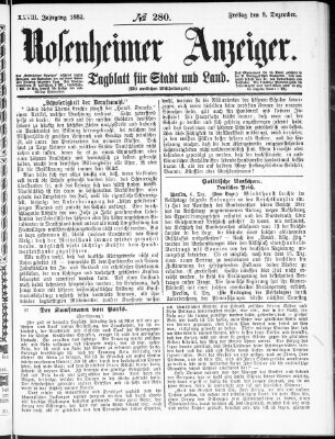 Rosenheimer Anzeiger Freitag 8. Dezember 1882