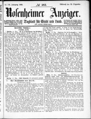 Rosenheimer Anzeiger Mittwoch 13. Dezember 1882