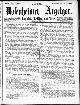 Rosenheimer Anzeiger Donnerstag 14. Dezember 1882