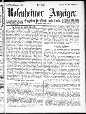 Rosenheimer Anzeiger Dienstag 19. Dezember 1882