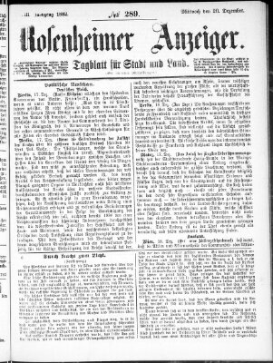 Rosenheimer Anzeiger Mittwoch 20. Dezember 1882