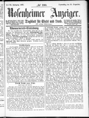 Rosenheimer Anzeiger Donnerstag 21. Dezember 1882