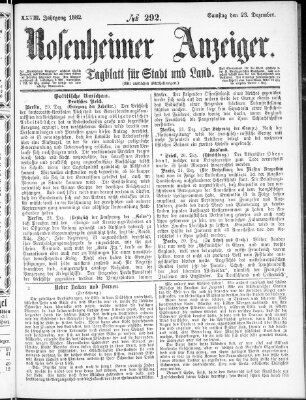 Rosenheimer Anzeiger Samstag 23. Dezember 1882