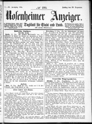 Rosenheimer Anzeiger Freitag 29. Dezember 1882