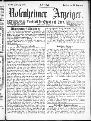 Rosenheimer Anzeiger Samstag 30. Dezember 1882