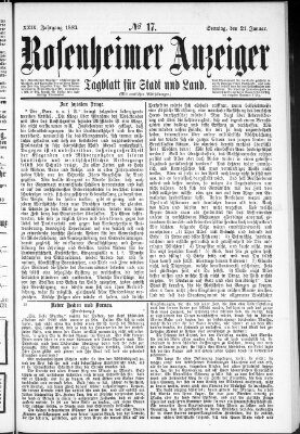 Rosenheimer Anzeiger Sonntag 21. Januar 1883