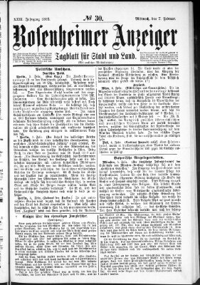 Rosenheimer Anzeiger Mittwoch 7. Februar 1883