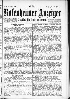 Rosenheimer Anzeiger Dienstag 13. Februar 1883