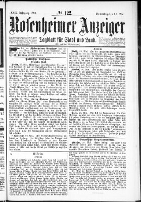 Rosenheimer Anzeiger Donnerstag 31. Mai 1883