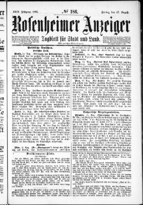 Rosenheimer Anzeiger Freitag 17. August 1883