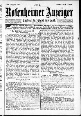 Rosenheimer Anzeiger Sonntag 6. Januar 1884